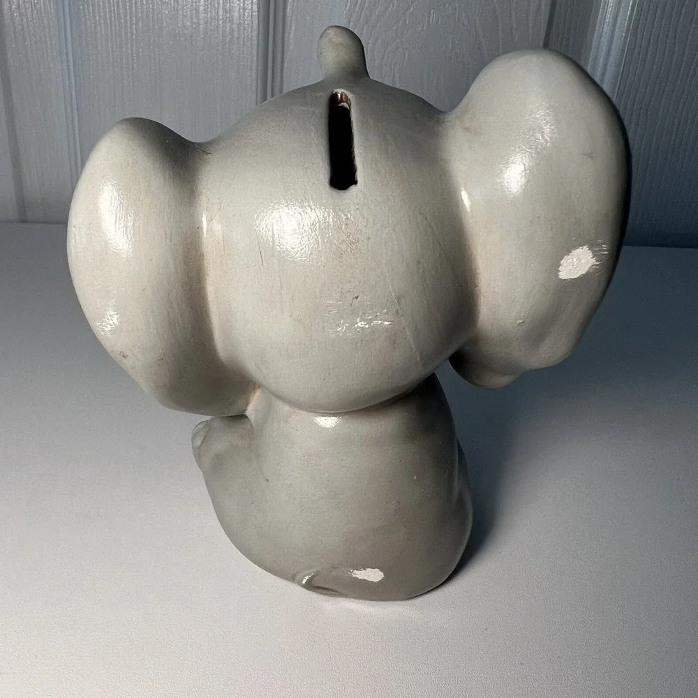 Baby‎ Elephant Piggy Bank Red Polka Dot Bow-Millis-Vintage